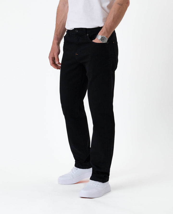 Black straight-fit jeans with five-pocket design