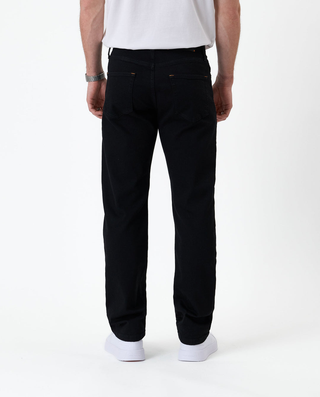 Black straight-fit jeans with five-pocket design