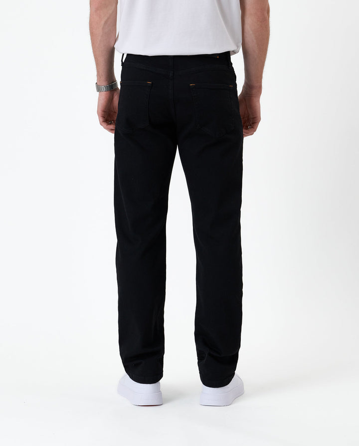 Black straight-fit jeans with five-pocket design