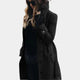 Women's long trench coat with high collar and button front