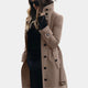 Women's long trench coat with high collar and button front