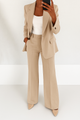 Women's two-piece trouser suit with notch lapel blazer and wide-leg trousers