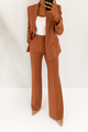 Women's two-piece trouser suit with notch lapel blazer and wide-leg trousers