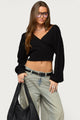 Women's wrap sweater with V-neckline and cropped ribbed hem