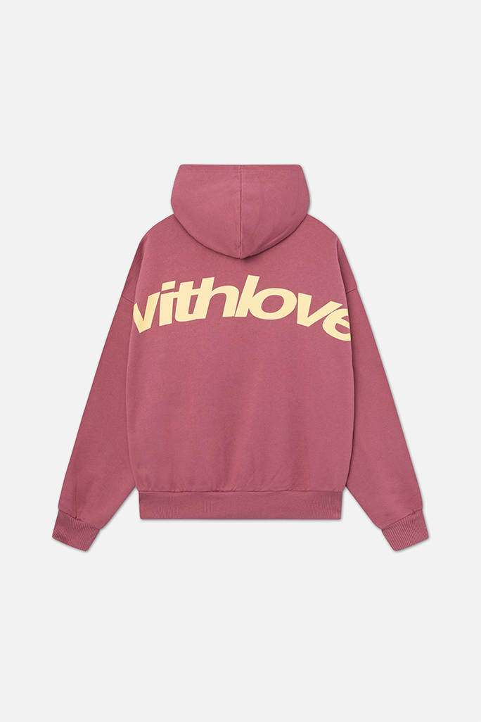 Unisex hooded sweatshirt with long sleeves and white graphic lettering across the back