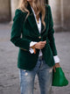 Women's velvet blazer with notched lapels, long sleeves and front pockets