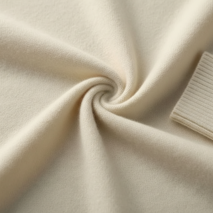 Long-sleeve turtleneck sweater with ribbed collar cuffs and hem