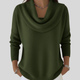 Women's ribbed jumper with draped cowl neck and long sleeves