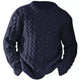 Men's textured cable knit sweater with crew neck and long sleeves