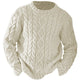 Men's textured cable knit sweater with crew neck and long sleeves