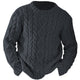 Men's textured cable knit sweater with crew neck and long sleeves