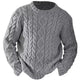 Men's textured cable knit sweater with crew neck and long sleeves