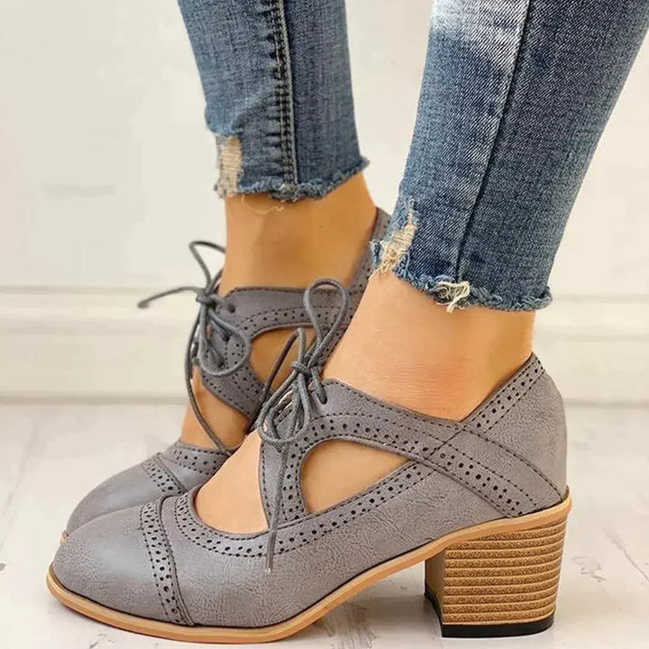 Celeste | Heeled Lace-Up T-Strap Shoes