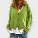 Women's V-neck knit cardigan with long sleeves and button front