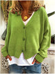 Women's V-neck knitted cardigan with long sleeves and button front