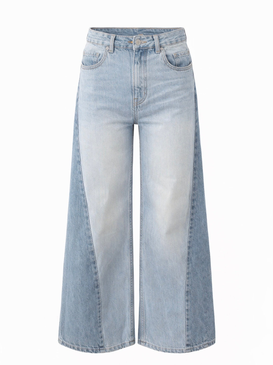 Women's light blue high-waisted wide-leg jeans