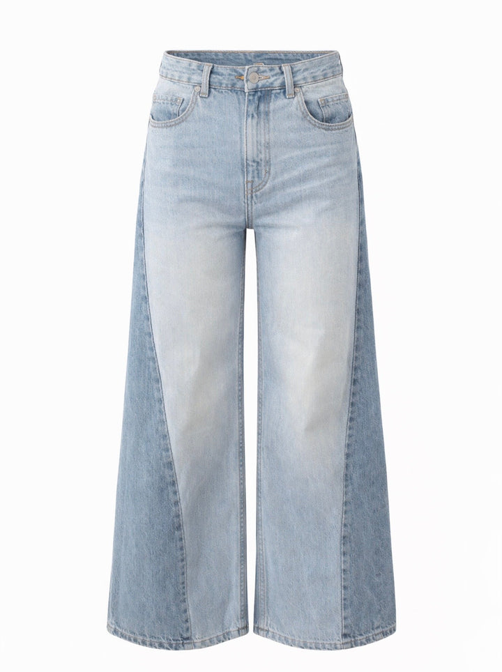 Women's light blue high-waisted wide-leg jeans