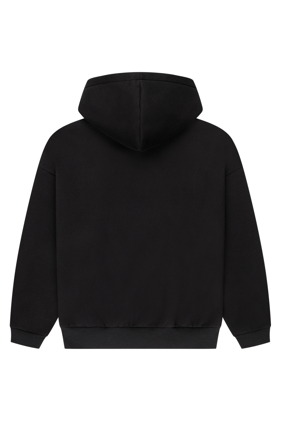 Black women's zip-up hoodie with hood, front pockets and pink chest logo