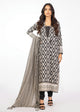 Women's black geometric shirt and dupatta set with long sleeves and patterned scarf