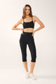 Women's High Waisted Cropped Capri Leggings with Side Vents