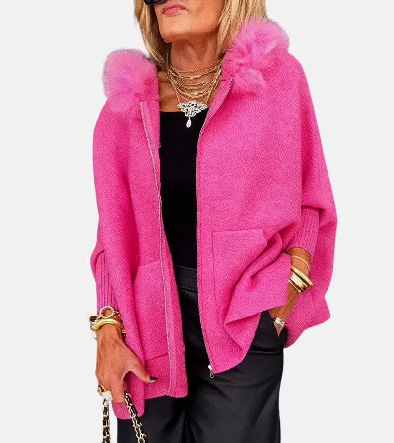 Women's Casual Hooded Coat in Pink - View 7 | Bellmere