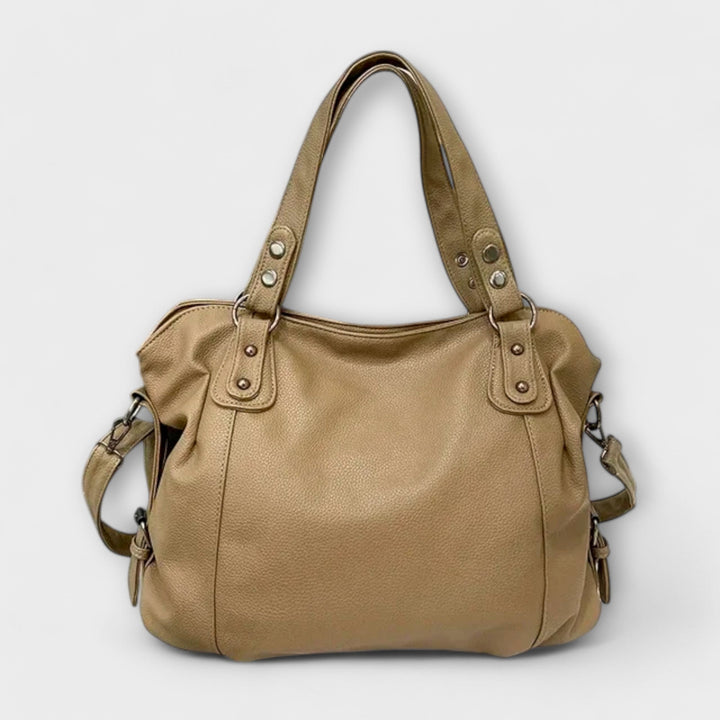 Women's Shoulder Bag with Adjustable Strap in Beige - View 9 | Bellmere