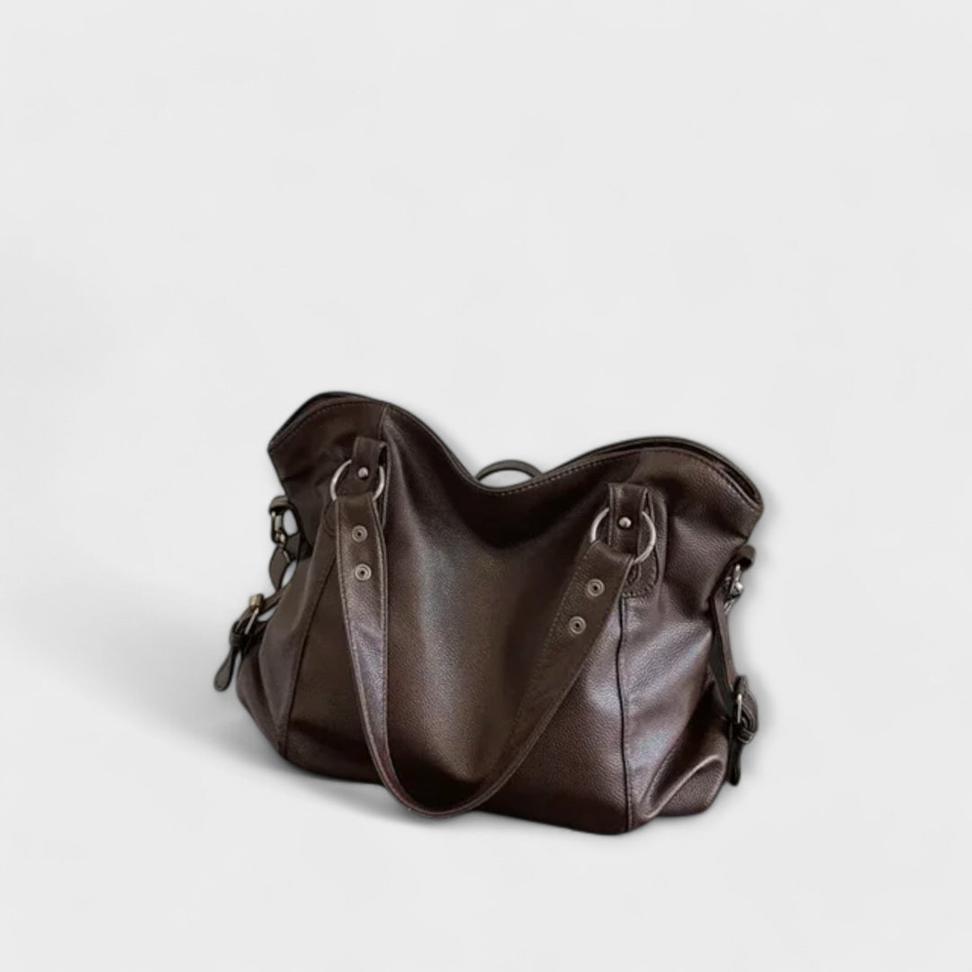 Women's Shoulder Bag with Adjustable Strap in Beige - View 10 | Bellmere