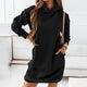 Women's oversized hooded mini hoodie dress with long sleeves and kangaroo pocket