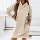 Women's oversized hooded mini hoodie dress with long sleeves and kangaroo pocket