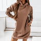 Women's oversized hooded mini hoodie dress with long sleeves and kangaroo pocket