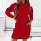 Women's oversized hooded mini hoodie dress with long sleeves and kangaroo pocket