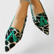 Women's pointed animal pattern loafers with tassels