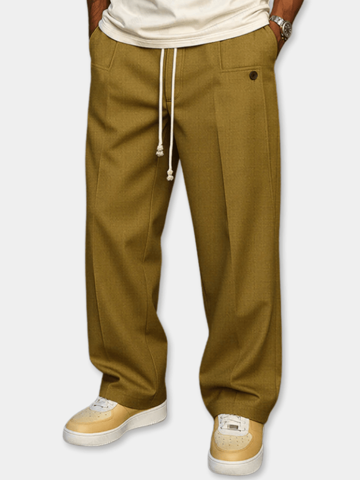 Straight fit jogger trousers with drawstring waist, front pockets and buttoned pocket