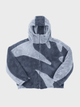 Men's hooded jacket with contrasting geometric panels and zip front