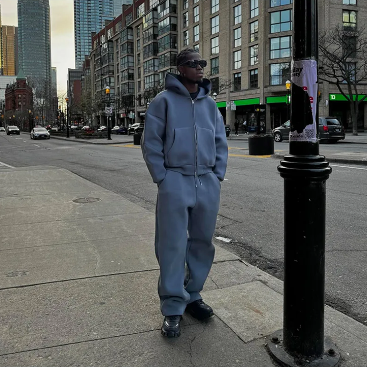 Two-piece hoodie and jogger trousers streetwear set