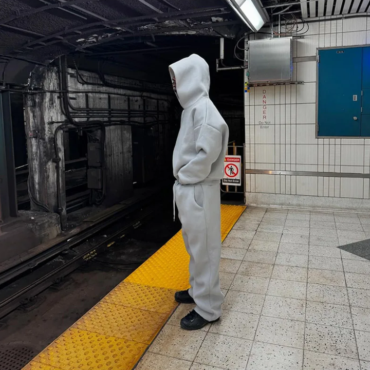 Two-piece hoodie and jogger trousers streetwear set