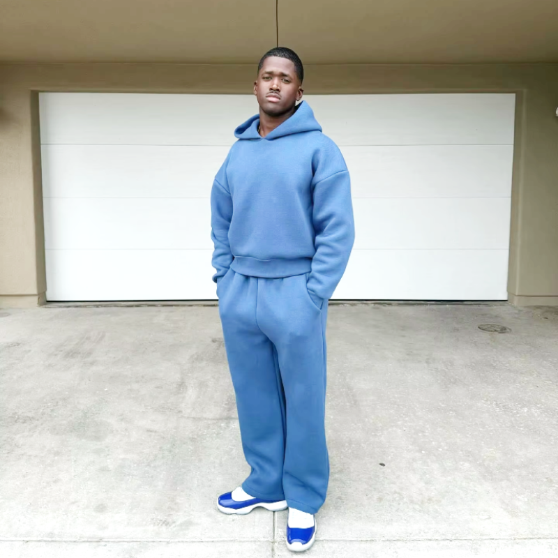 Two-piece hoodie and jogger trousers streetwear set