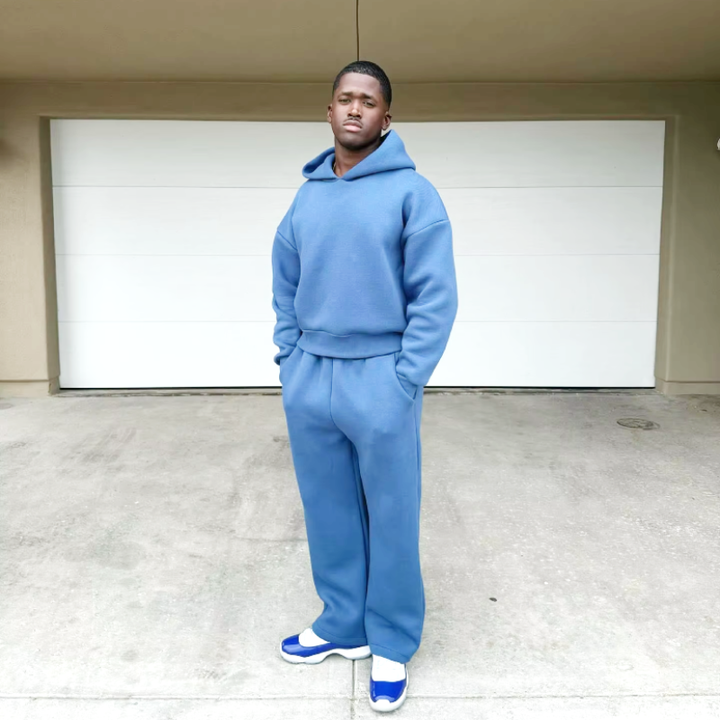 Two-piece hoodie and jogger trousers streetwear set