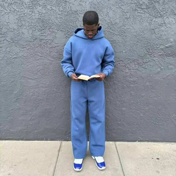 Two-piece hoodie and jogger trousers streetwear set