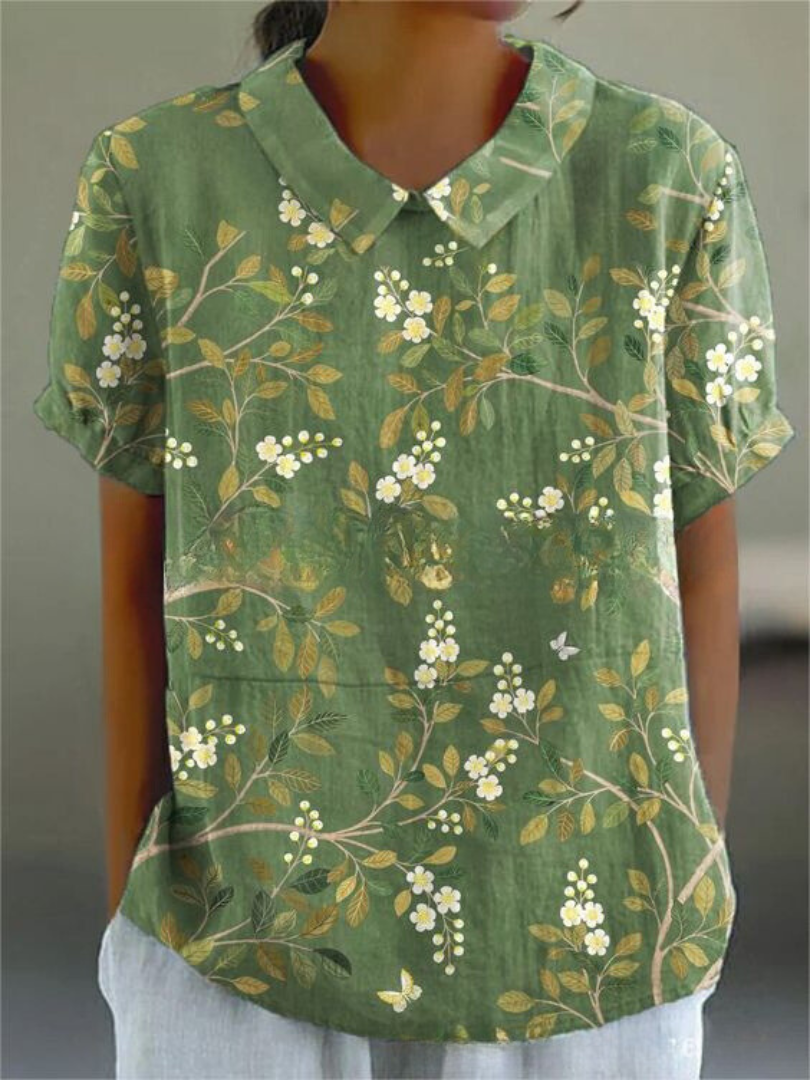 Women's Floral Blouse in Green-Yellow - View 4 | Bellmere