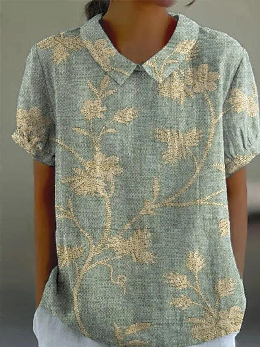 Women's Floral Blouse in Green-Yellow | Bellmere