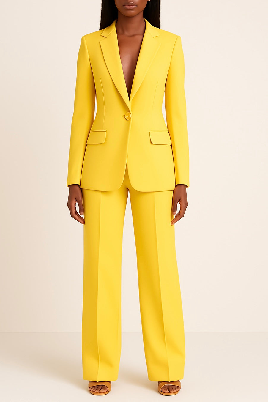 Women's tailored blazer and full-length trouser suit set