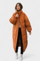 Women's longline hooded quilted puffer coat