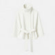 Women's short belted cape coat with stand collar and wide sleeves