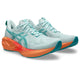 Road running shoes with lace-up front contrast panels and raised sole