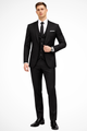 Men's slim fit three-piece suit with notched lapel, waistcoat and matching trousers