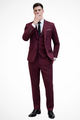 Men's slim fit three-piece suit with notched lapel, waistcoat and matching trousers