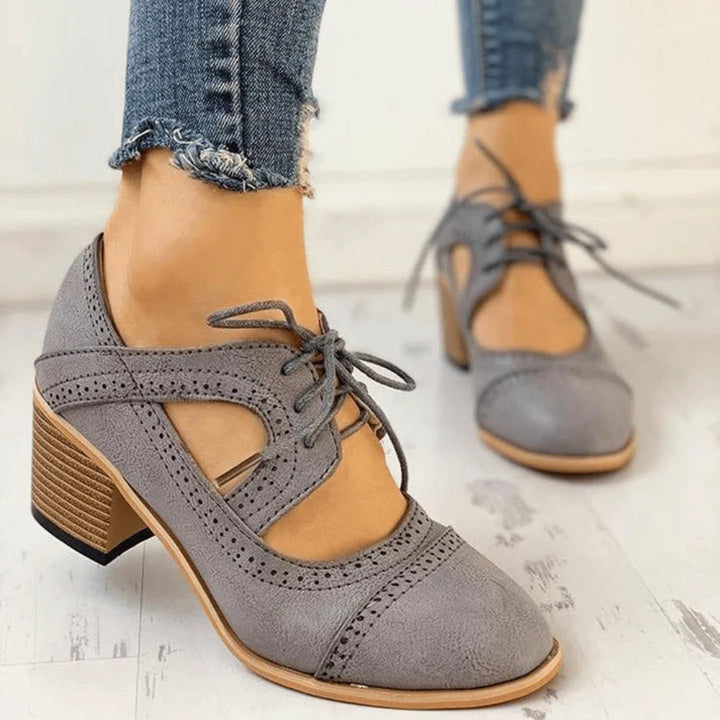 Celeste | Heeled Lace-Up T-Strap Shoes