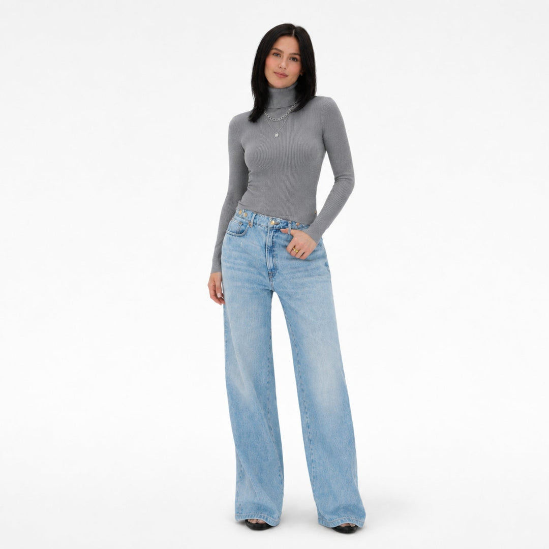 Women's ribbed turtleneck jumper with long sleeves