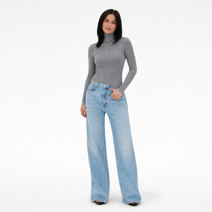 Women's ribbed turtleneck jumper with long sleeves